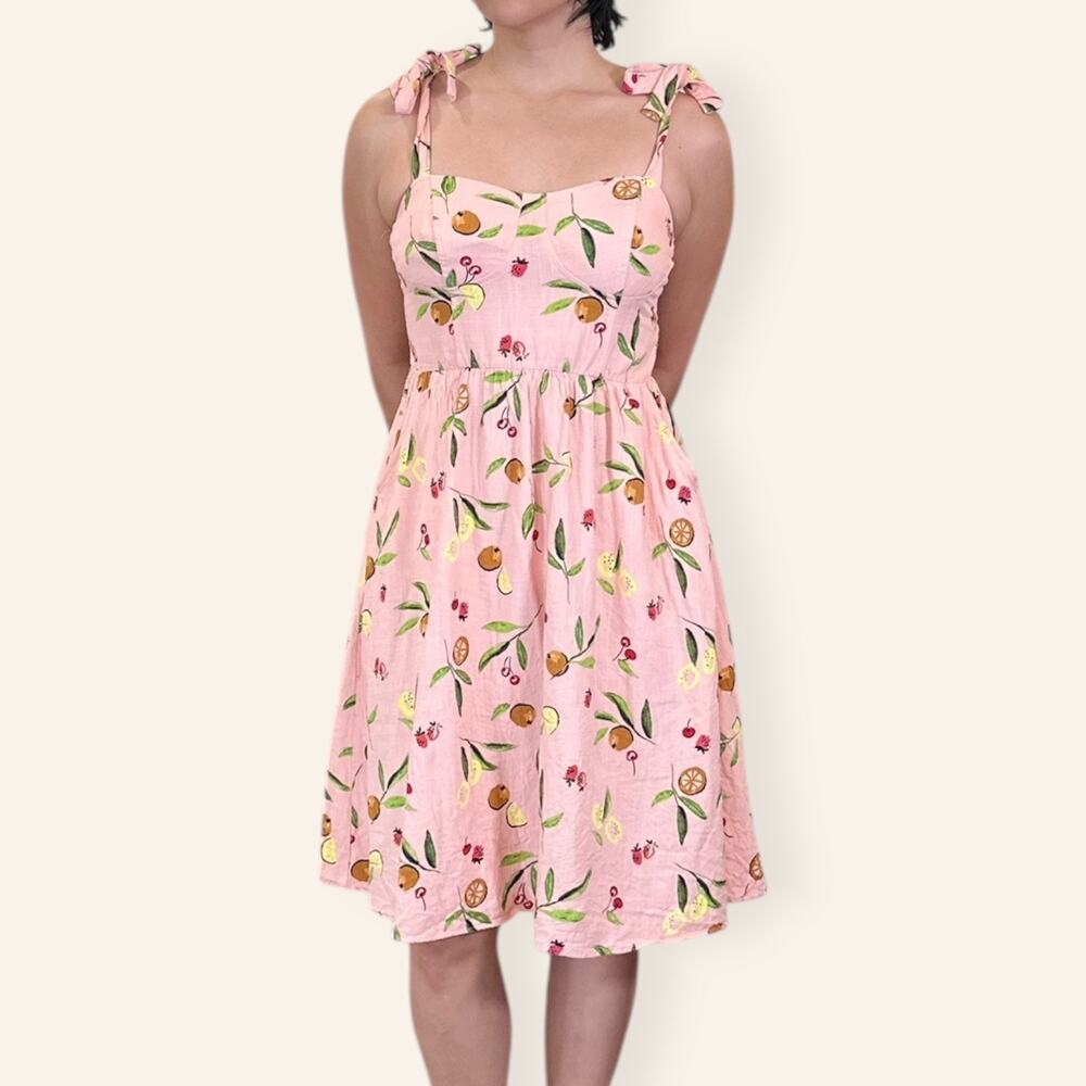Lauren Conrad pink sundress with fruit patterns Size L